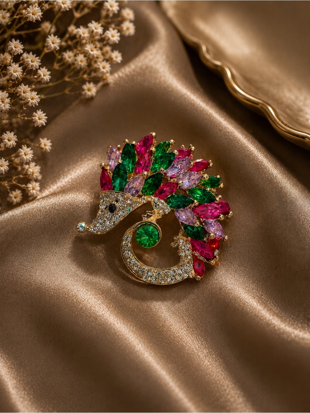 Multicolor Crystal Hedgehog Brooch or pendant- Women Jewelry